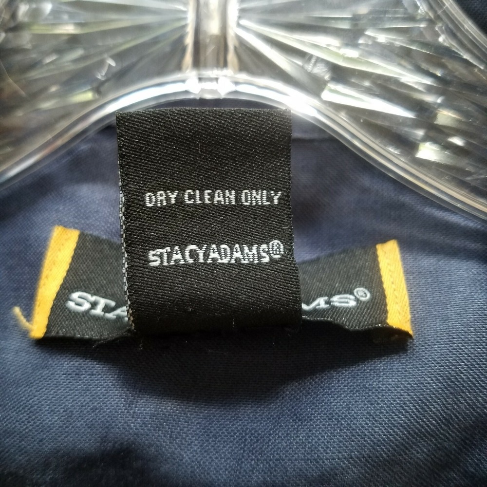 Stacy Adams Mens Button Camp Shirt LARGE Blue Ramie Short Sleeve Pocket Casual - Picture 6 of 6